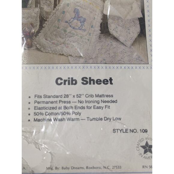 Vintage Baby Dreams Crib Sheet Collection New Cross Stitch Pony Made In USA - Picture 4 of 6